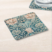 紙コースター：ウィリアム・モリス：ハニーサックル スクエアペーパーコースター (アングル)