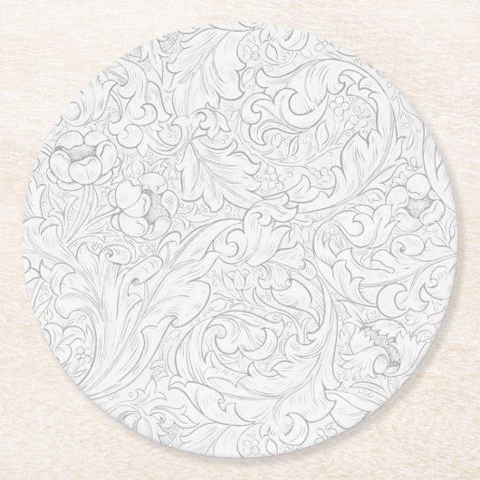 紙コースター：ウィリアム・モリス：フローラデザイン ラウンドペーパーコースター (正面)