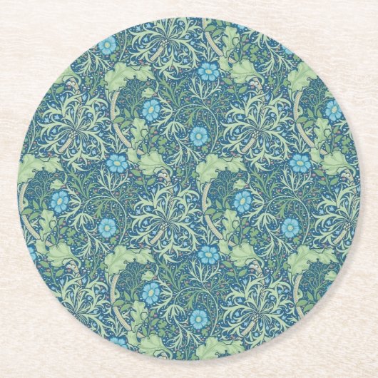 紙コースター：ウィリアム・モリス：海藻 ラウンドペーパーコースター (正面)