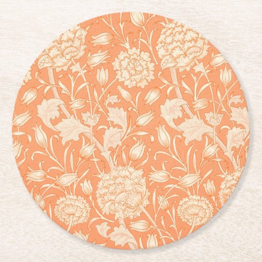 紙コースター：ウィリアム・モリス：野生チューリップ ラウンドペーパーコースター (正面)