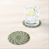 紙コースター – クロチェットホワイトスパイラルオングリーン (インサイチュ)