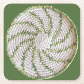 紙コースター – グリーンスパイラルクロシェ (正面)