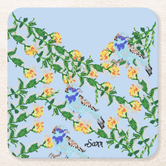 紙コースター：スズメの歌 スクエアペーパーコースター (正面)