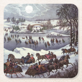 紙コースター：ニューヨーク：セントラルパーク： 1920 スクエアペーパーコースター