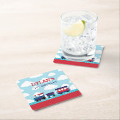 紙コースター（ネイビー&レッド） - Boys Kids スクエアペーパーコースター (インサイチュ)