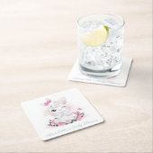 紙コースター：ベビーシャワー：月のバニー スクエアペーパーコースター (インサイチュ)