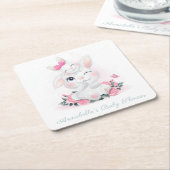 紙コースター：ベビーシャワー：月のバニー スクエアペーパーコースター (アングル)