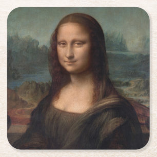 紙コースター：レオナルド・ダ・ヴィンチ： THE MONA LISA スクエアペーパーコースター