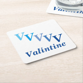 紙コースター – 名前とイニシャル（青）