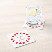 紙コースター – 名前の付いた赤いハートの円 (インサイチュ)