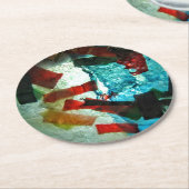紙コースター、抽象芸術ブルー装飾コースター ラウンドペーパーコースター (アングル)
