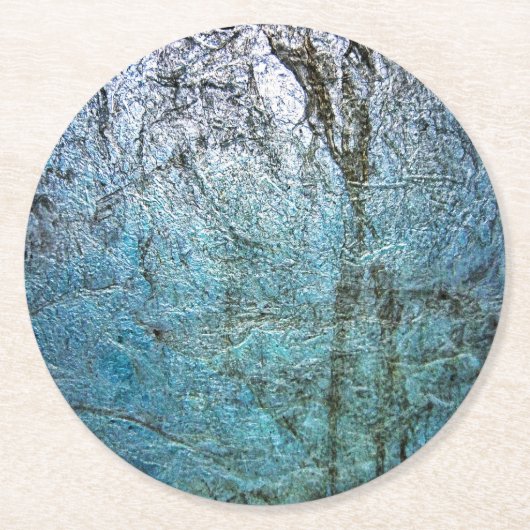 紙コースター、抽象芸術ブルー装飾コースター ラウンドペーパーコースター (正面)