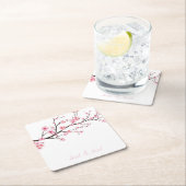 紙コースター：桜さくらんぼ花 スクエアペーパーコースター (インサイチュ)