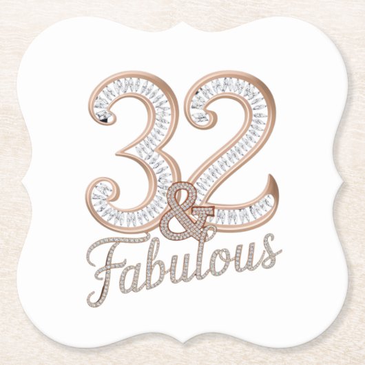 紙コースター – 32 & Fabulous (正面)