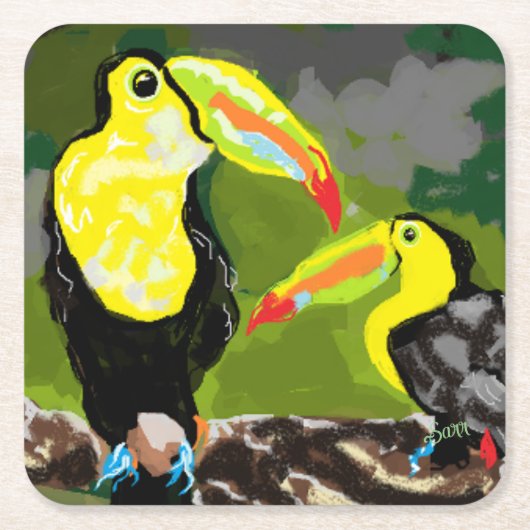 紙コースター： Birds OF Paradise スクエアペーパーコースター (正面)