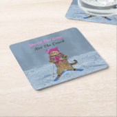 紙コースター、Gnarスキー猫をshred スクエアペーパーコースター (アングル)