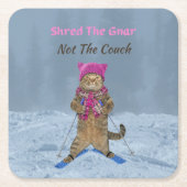 紙コースター、Gnarスキー猫をshred スクエアペーパーコースター (正面)