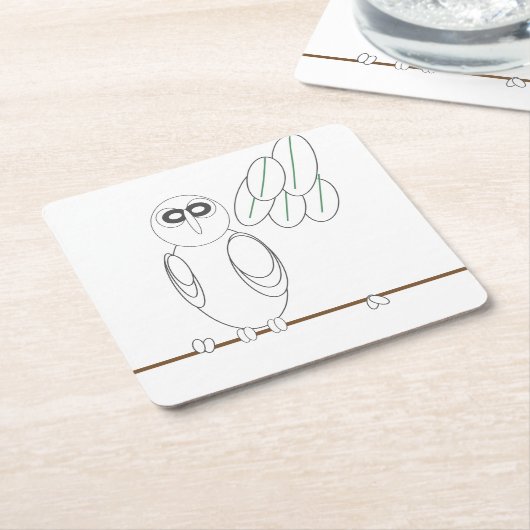 紙コースター – Owl in Tree to Color (アングル)