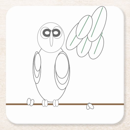 紙コースター – Owl in Tree to Color (正面)