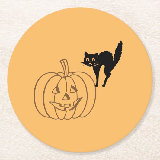 紙コースター – Pumpkin and Black Cat (正面)