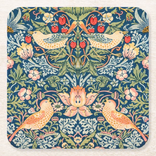 紙コースター: WILLIAM MORRIS, STRAWBERRY ROBOSTERS スクエアペーパーコースター (正面)