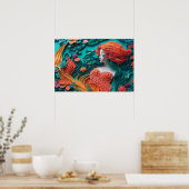 紙サンゴ礁の人魚 ポスター (キッチン)