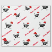 紙サンタの鶏を包むクリスマス ラッピングペーパー (フラット)