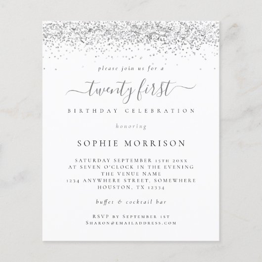 紙シルバーグリッター第21パーティー招待状 チラシ (正面)