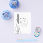 紙シルバーフォイルドレスブライダルシャワー招待 チラシ (シングル)