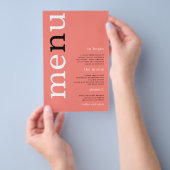 紙シンプルコーラルバラタイポグラフィ結婚ズメニュー チラシ (ハンドル)