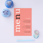 紙シンプルコーラルバラタイポグラフィ結婚ズメニュー チラシ (シングル)