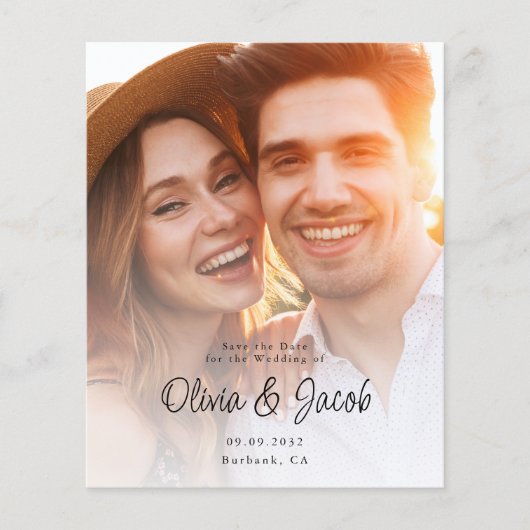 紙シンプルスクリプト写真ウェディング日付を保存 チラシ (正面)