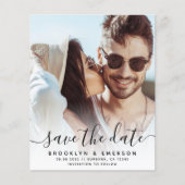 紙シンプルスクリプト写真ウェディング日付を保存 チラシ (正面)