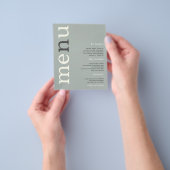 紙シンプルセージアイボリー文字結婚のメニュー チラシ (手)