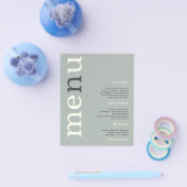 紙シンプルセージアイボリー文字結婚のメニュー チラシ (シングル)