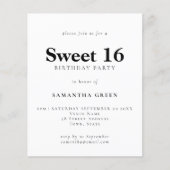 紙シンプルニーカラースウィート16誕生日招待状 チラシ (正面)