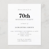 紙シンプル文字Any Color 70th誕生日招待状 チラシ (正面)