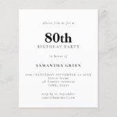 紙シンプル文字Any Color 80th誕生日招待状 チラシ (正面)