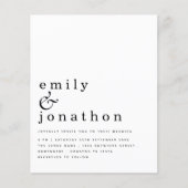 紙シンプル文字QRコード結婚式招待状 チラシ (正面)