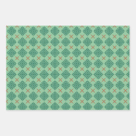 紙シートを雪片で包む、3picのセット ラッピングペーパーシート