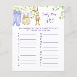 紙シートゲーム"ベビーアイテムABC"赤ちゃんシャワー。