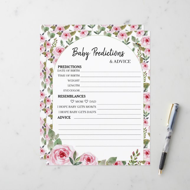 紙シートゲーム「ベビー予測とアドバイス」 (正面/裏面インサイチュ)