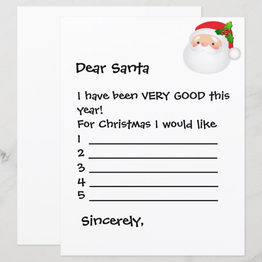 紙シート親愛- Santaお願い… (正面/裏面)