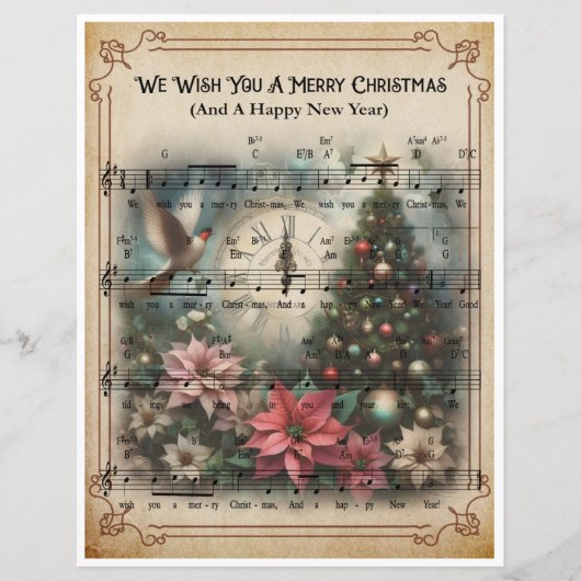 紙シート音楽アート – 私たちはあなたにメリークリスマス (正面)