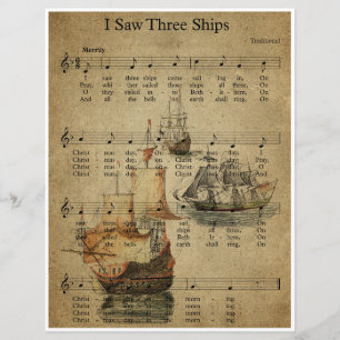 紙シート音楽アート – I See Three Ships