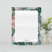 紙シート、並んだ筆記紙、ヒョウ柄 (スタンド正面)