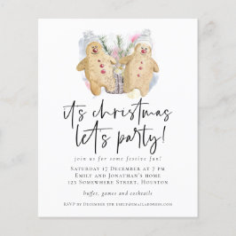 紙ジンジャーブレッドマンクリスマスレッツパーティー招待状 チラシ