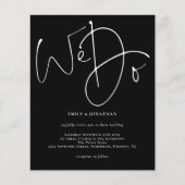 紙スクリプトウィドブラック結婚式招待状 チラシ (正面)
