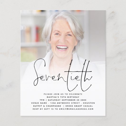 紙スクリプト写真70th Birthday Partyへの招待 チラシ (正面)