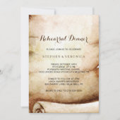 紙スクロール素朴カントリーリハーサルディナー 招待状 (正面)